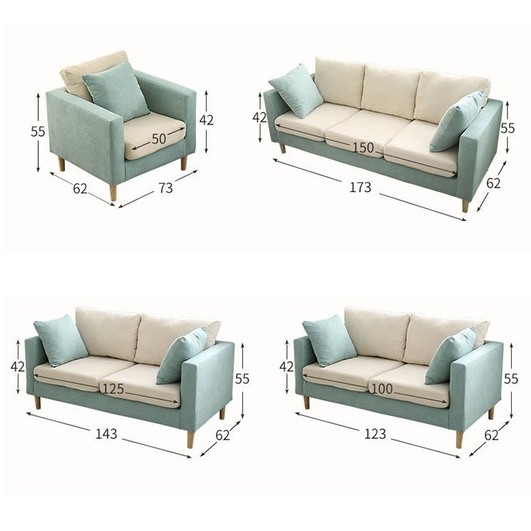 Modern living room furniture three seats luxury fabric sofas set couch living room sofas