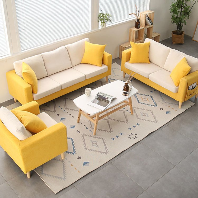 Modern living room furniture three seats luxury fabric sofas set couch living room sofas