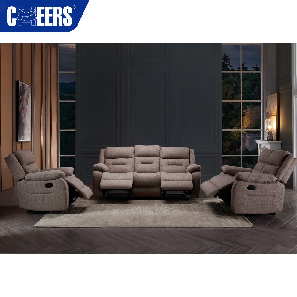 MANWAH CHEERS Upholstered Manual Reclining Living Room Sofa Set Recliner Set Of Sofas For Sale