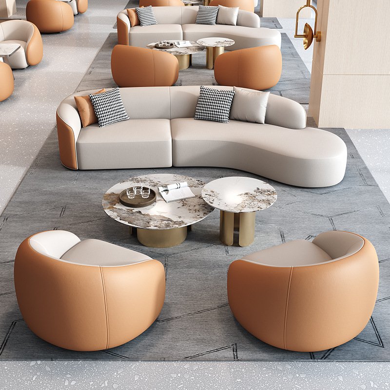 Modern Arc Sofa Set Living Room Hotel Lobby VIP Club Reception Guests Office Negotiation Wood Versatile Bedroom Restaurant Use