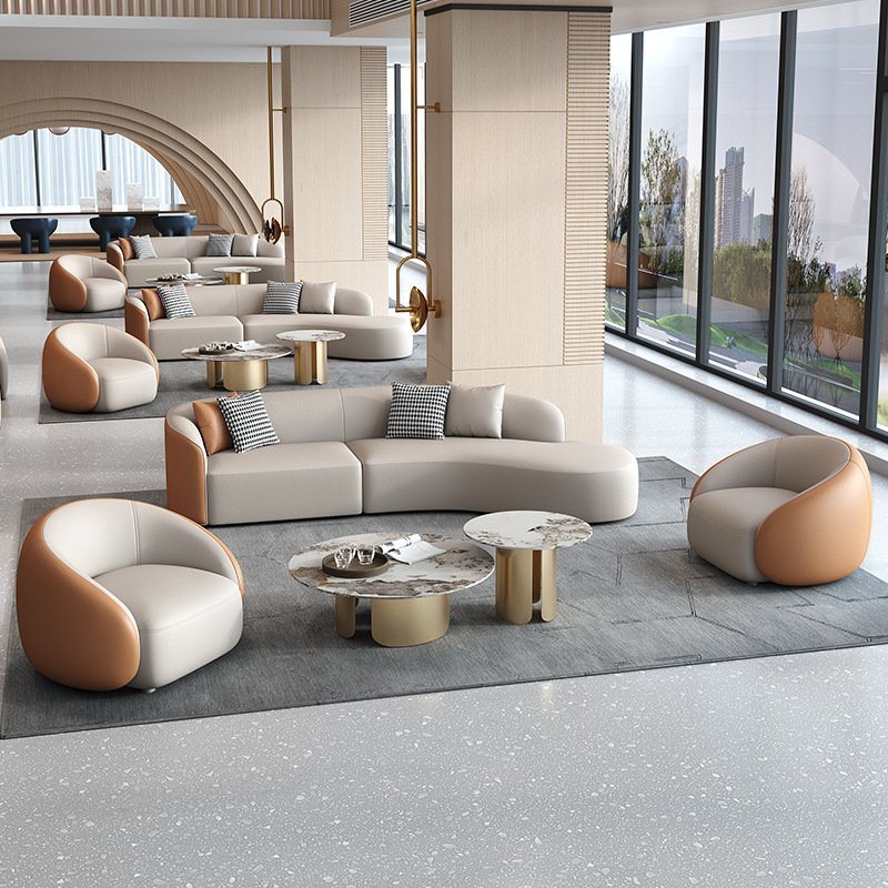 Modern Arc Sofa Set Living Room Hotel Lobby VIP Club Reception Guests Office Negotiation Wood Versatile Bedroom Restaurant Use