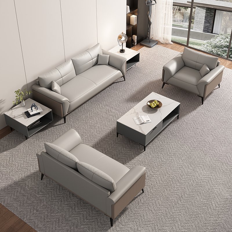 Executive Modern Boss Office Sofa Set Modular Leather Sofa Coffee Table Combination for Business Reception