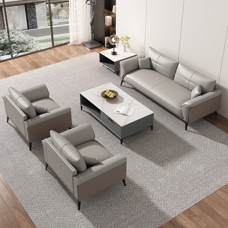 Executive Modern Boss Office Sofa Set Modular Leather Sofa Coffee Table Combination for Business Reception