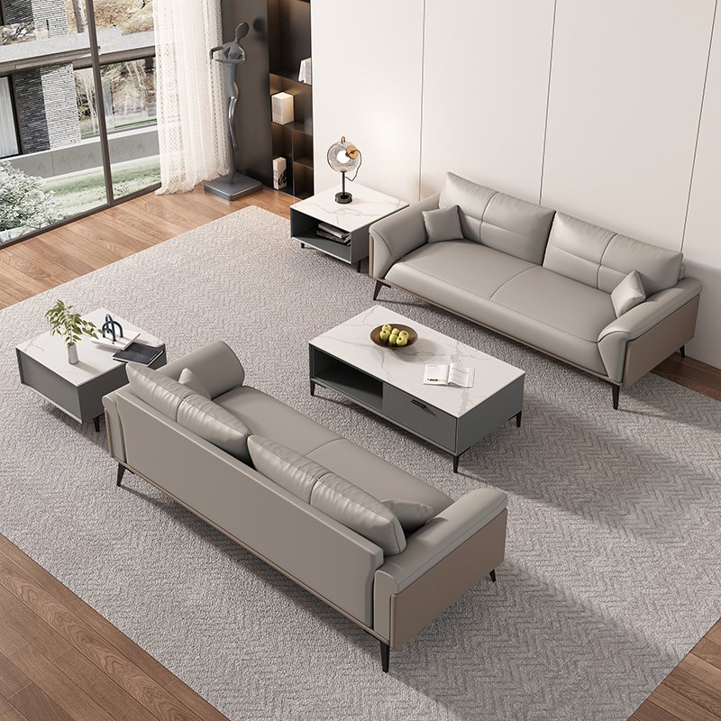 Executive Modern Boss Office Sofa Set Modular Leather Sofa Coffee Table Combination for Business Reception