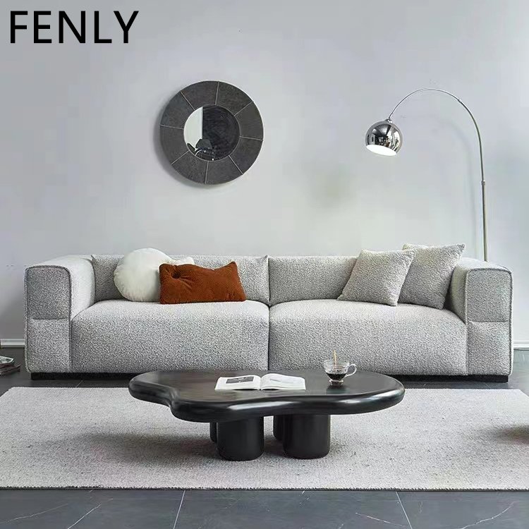 Italian Luxury Modern Sofa Set 3-4 Seater White Fabric Bread Sofas Comfortable Wood Sectional for Living Room for Villas