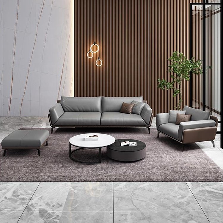 Foshan Factory Modern living room Sofa Pu Leather OEM Customized metal Leg 1+1+3 Apartment Home Office Sofa set