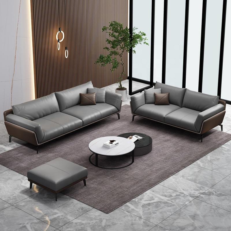 Foshan Factory Modern living room Sofa Pu Leather OEM Customized metal Leg 1+1+3 Apartment Home Office Sofa set