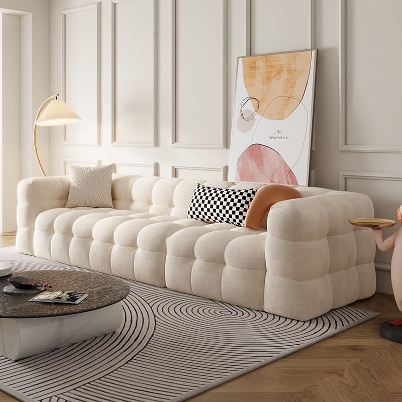 Good Quality Modern Luxury Cream Style Sofa Set Furniture Designs White Fabric Couches Living Room Sofas for Home