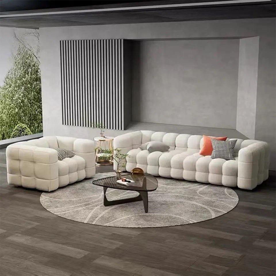 Good Quality Modern Luxury Cream Style Sofa Set Furniture Designs White Fabric Couches Living Room Sofas for Home