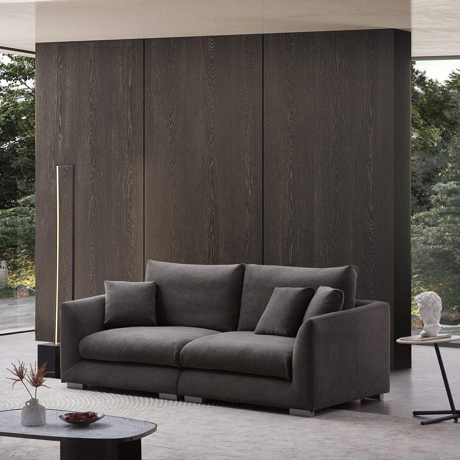 Italian Gray Furniture Minimalist Cloud Soft Lounge Sofa Fabric Modular Office Sectional Sofa