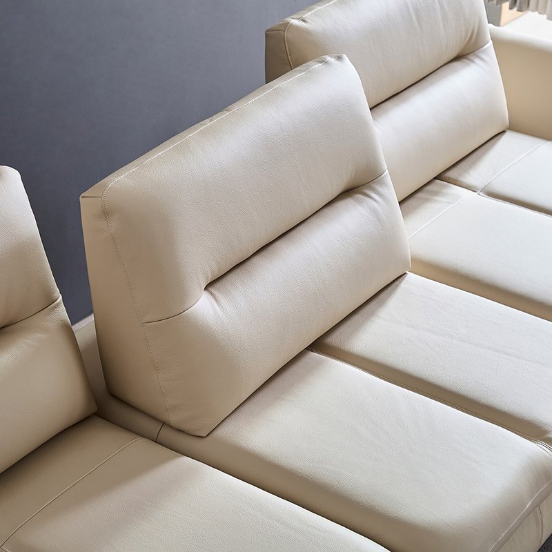 Italian Latest Design Living Room Furniture White L Shaped Comfortable Durable Cotton Fabric Modular Sectional Sofa