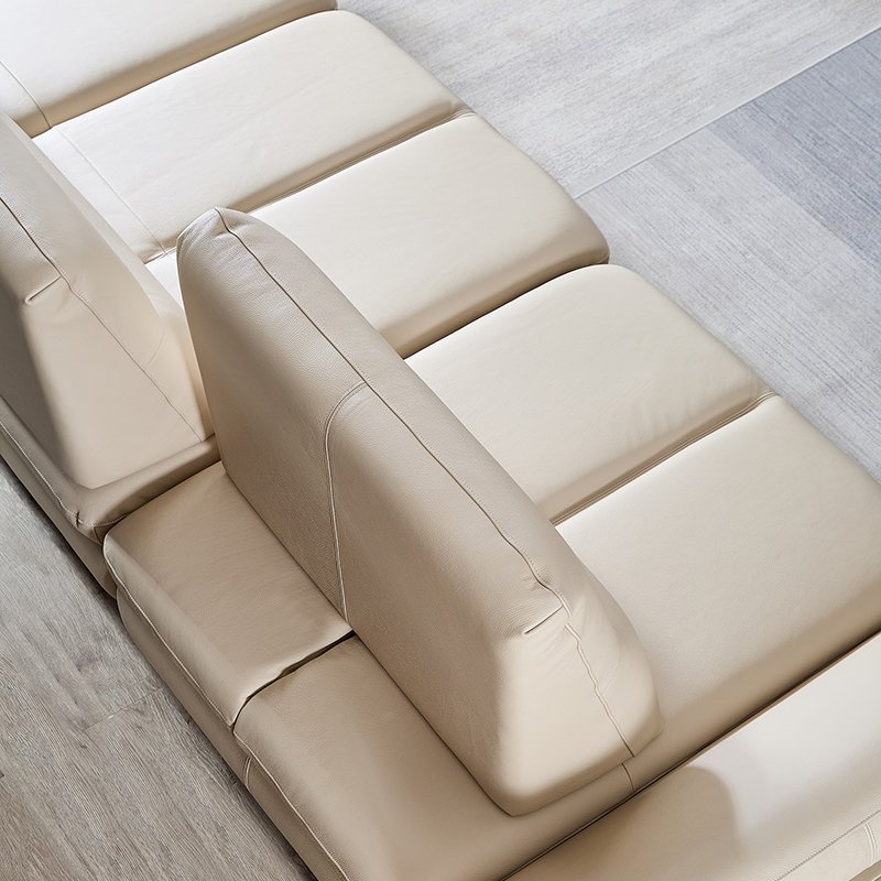 Italian Latest Design Living Room Furniture White L Shaped Comfortable Durable Cotton Fabric Modular Sectional Sofa