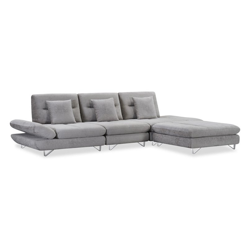 Italian Latest Design Living Room Furniture White L Shaped Comfortable Durable Cotton Fabric Modular Sectional Sofa