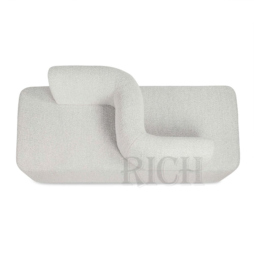 white teddy boucle reception sofa furniture 2 seats leisure office sofa for waiting area modern fabric office sofa
