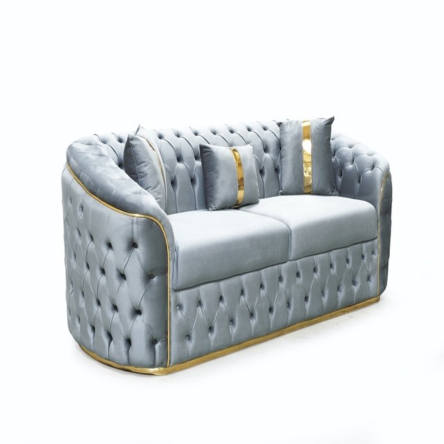 Hot Selling Modern living room Sofa Set Stainless Steel Button Tufting Villa Home Office Sofas Hotel Living Room furniture