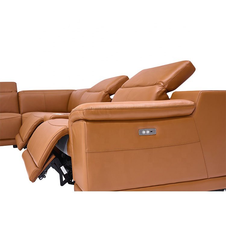 Office luxury 5-seater living room furniture recliner sofa set living room leather partition sofa with storage space