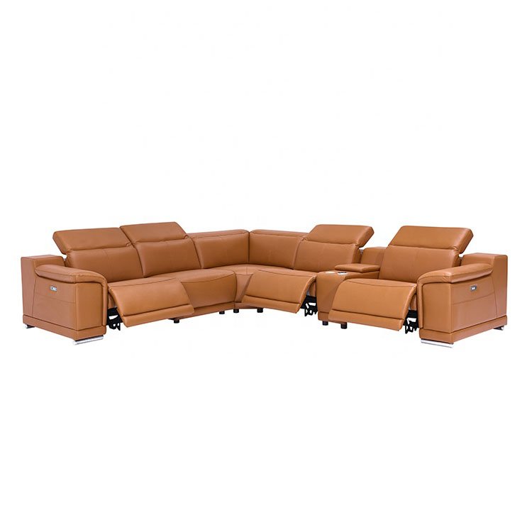 Office luxury 5-seater living room furniture recliner sofa set living room leather partition sofa with storage space