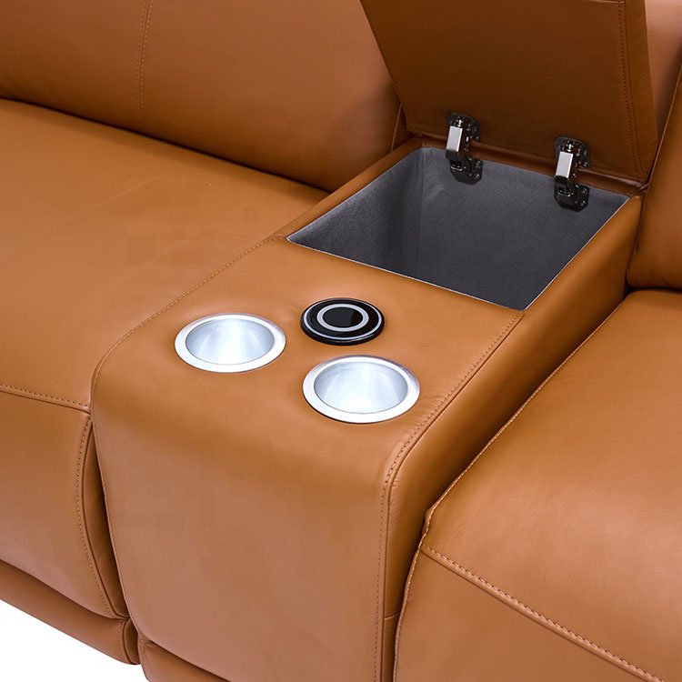 Office luxury 5-seater living room furniture recliner sofa set living room leather partition sofa with storage space