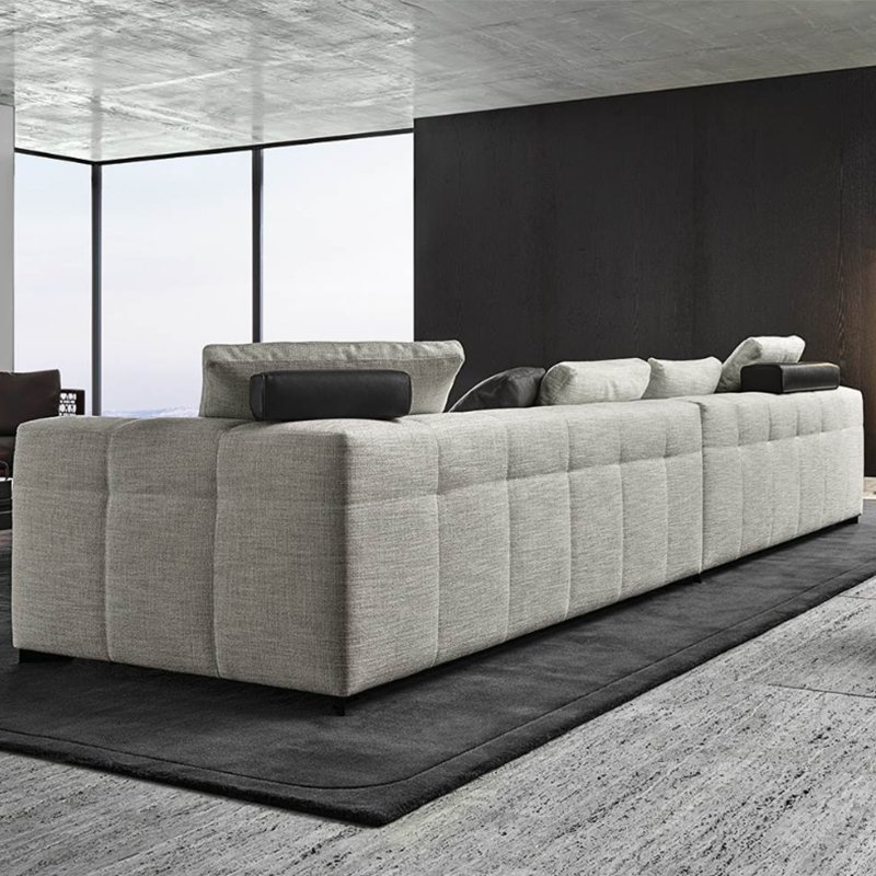 Italian light luxury combination straight row down cotton linen sofa four people modern simple large-family high-end sofa