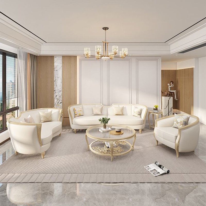 American Solid Wood Sofa Luxury 123 Combination Of Large Villa Couchs Cream Wind Living Room Sectional Sofa