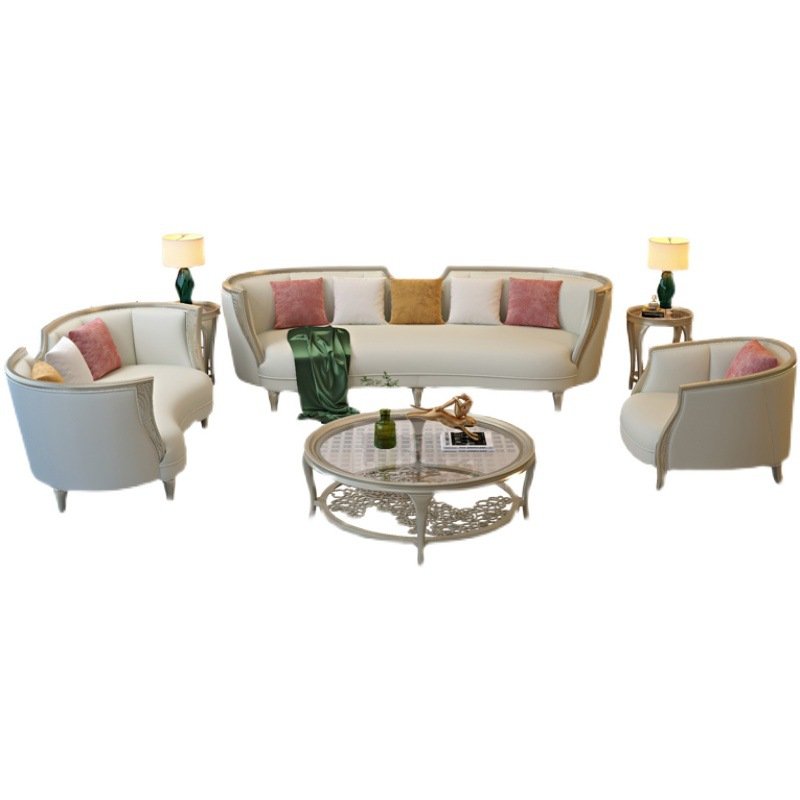 American Solid Wood Sofa Luxury 123 Combination Of Large Villa Couchs Cream Wind Living Room Sectional Sofa
