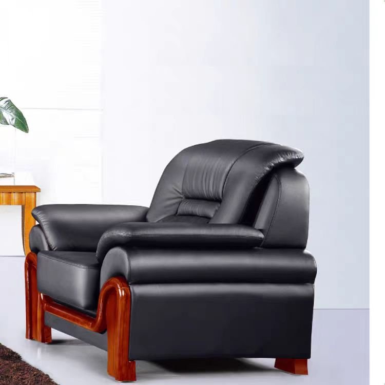 Customized Modern Chinese-Style Three-Seat Office Sofa Coffee Table Simple Xipi Modular Reception Sofa Hotel Fabric Wooden