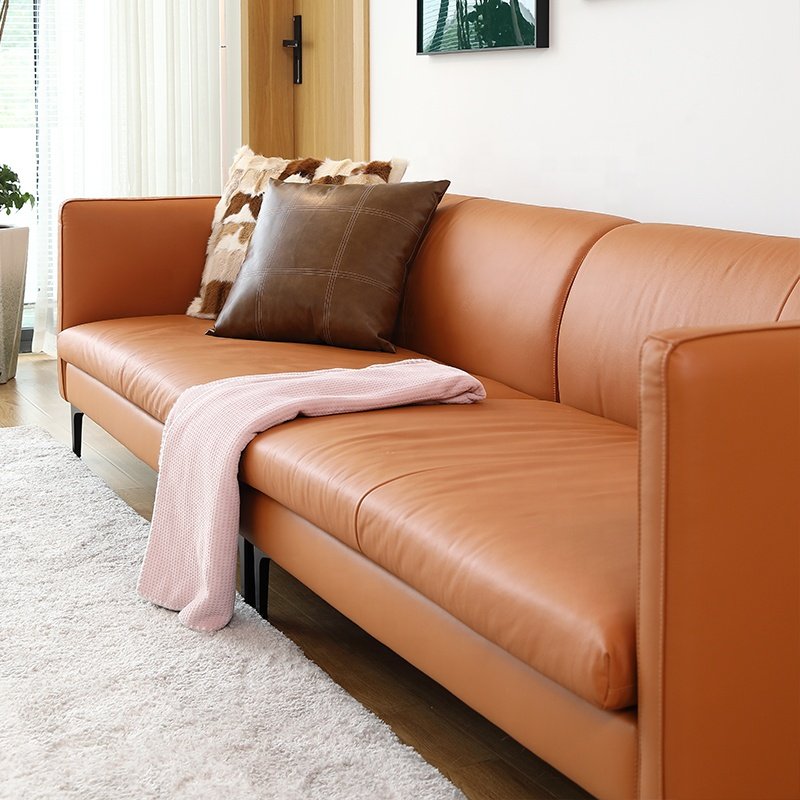 Simple Nordic Style Leather Sofa For Modern Living Room Home 1+2+3 Sofa Combination Furniture Set