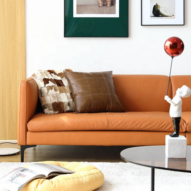 Simple Nordic Style Leather Sofa For Modern Living Room Home 1+2+3 Sofa Combination Furniture Set