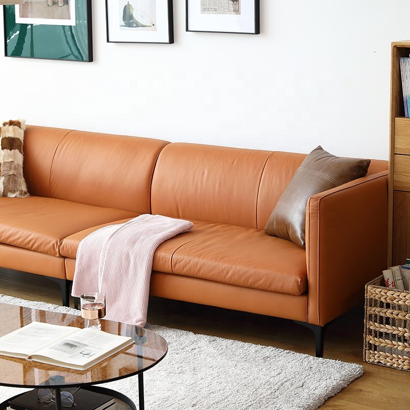 Simple Nordic Style Leather Sofa For Modern Living Room Home 1+2+3 Sofa Combination Furniture Set