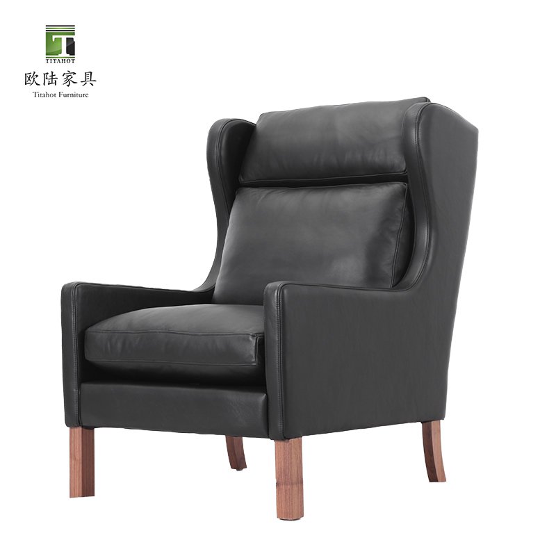 High Quality Walnut Borge Mogensen Sofas Black Sofa Set Furniture Leather Couches Sofa OEM Service Manufacturer Ready To Ship