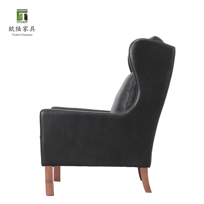 High Quality Walnut Borge Mogensen Sofas Black Sofa Set Furniture Leather Couches Sofa OEM Service Manufacturer Ready To Ship