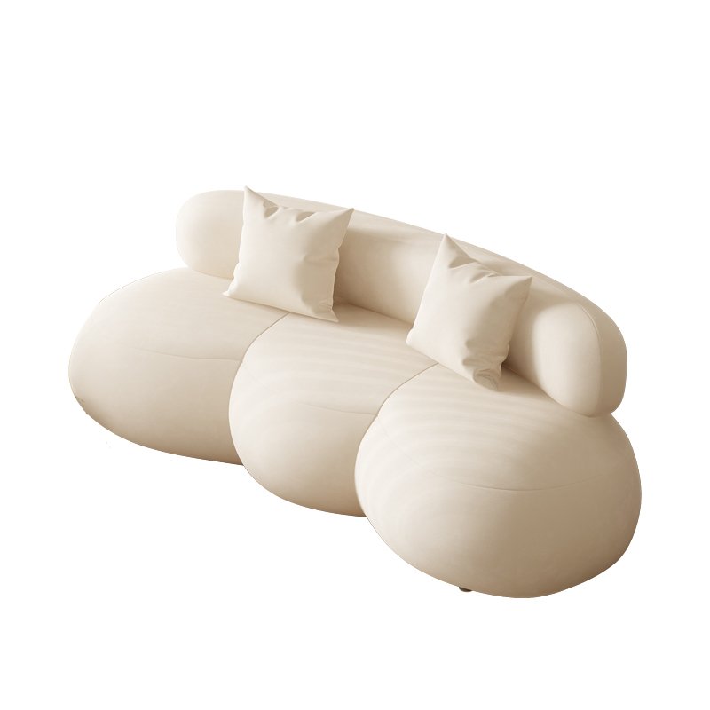 Nordic Sofas White Boucle Curved Couch Hot Dog Sofa Living Room Reception Room