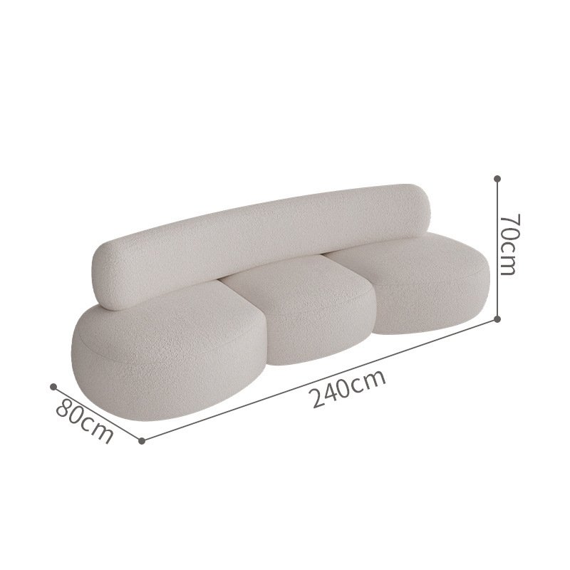 Nordic Sofas White Boucle Curved Couch Hot Dog Sofa Living Room Reception Room