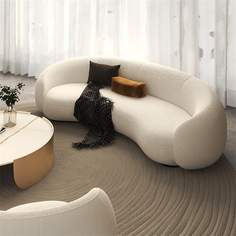 Home Living Room Furniture Sofas Teddy Modernos Round Lounge Nut Circle Bean Curved Sofa Couch White Boucle Modern Sofas