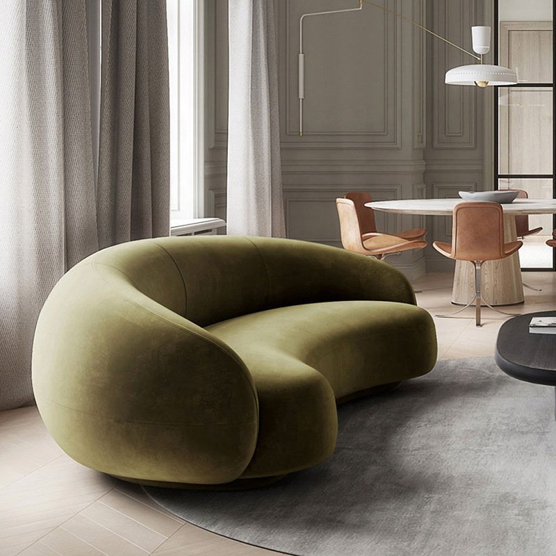Home Living Room Furniture Sofas Teddy Modernos Round Lounge Nut Circle Bean Curved Sofa Couch White Boucle Modern Sofas