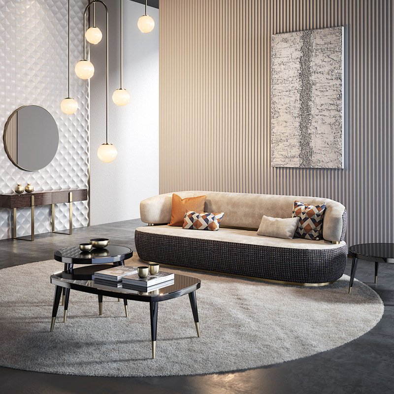 Italian Luxury Cloth Sofa Postmodern Designer Furniture Customized Large Villa Living Room Sofa Combination