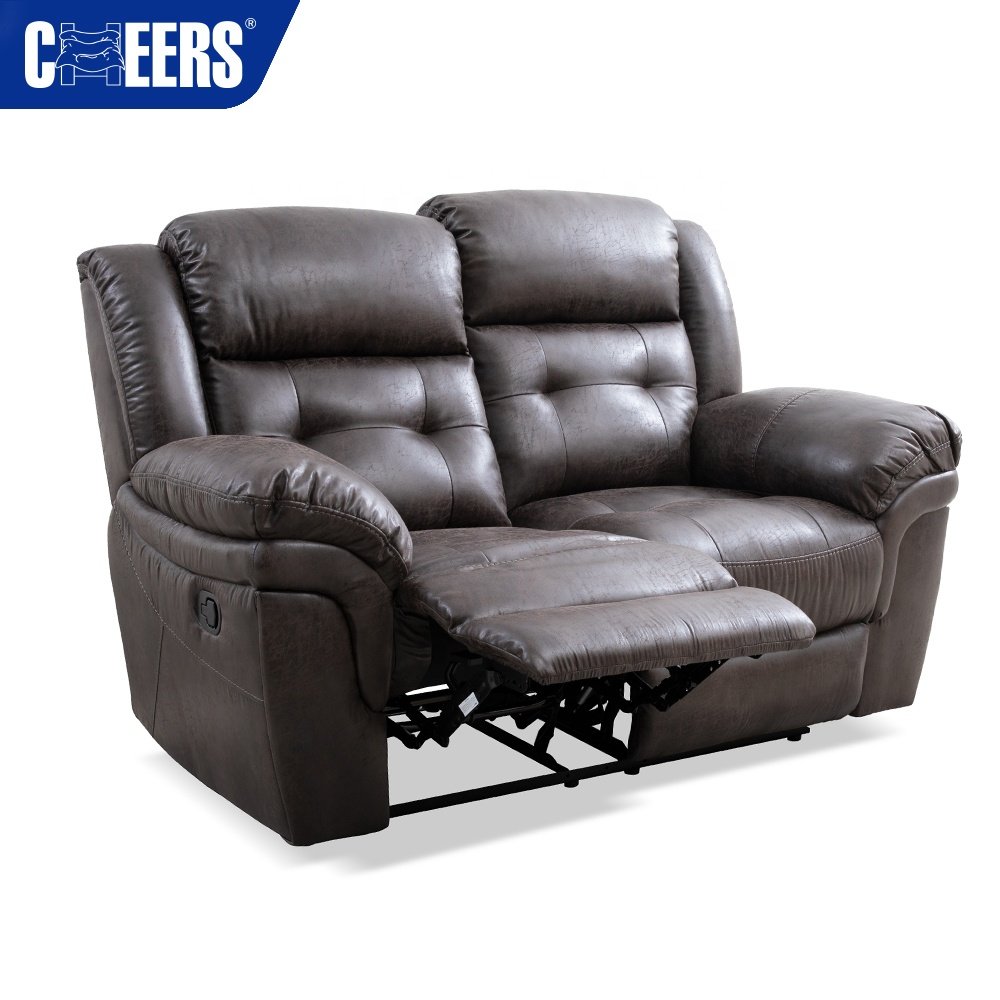 MANWAH CHEERS Luxury Chesterfield Triple Fabric Manual Triple Recliner Motion Sofa With Pillow Top Armrests