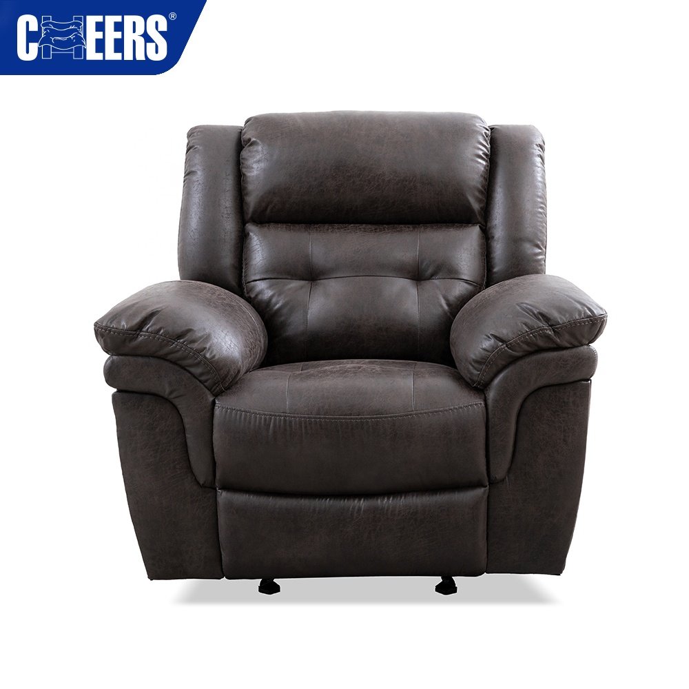 MANWAH CHEERS Luxury Chesterfield Triple Fabric Manual Triple Recliner Motion Sofa With Pillow Top Armrests