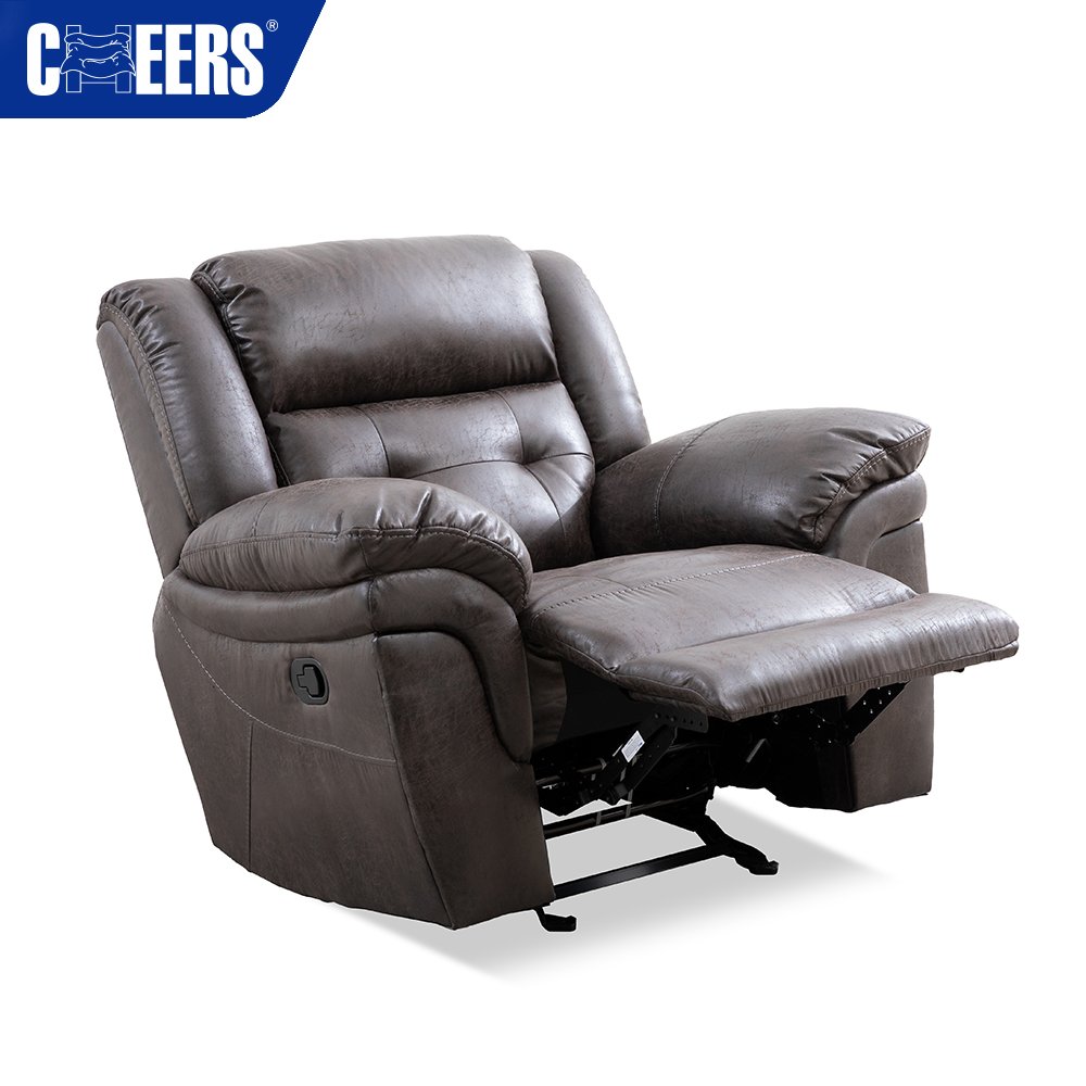 MANWAH CHEERS Luxury Chesterfield Triple Fabric Manual Triple Recliner Motion Sofa With Pillow Top Armrests