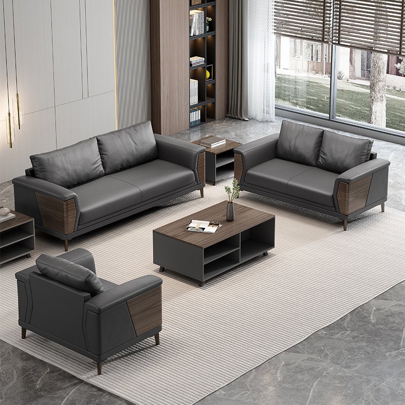 Luxury Leather Office Sofa Set Furniture Simple Design Living Room Sectional Sofa Modular Office Room Waiting Couches