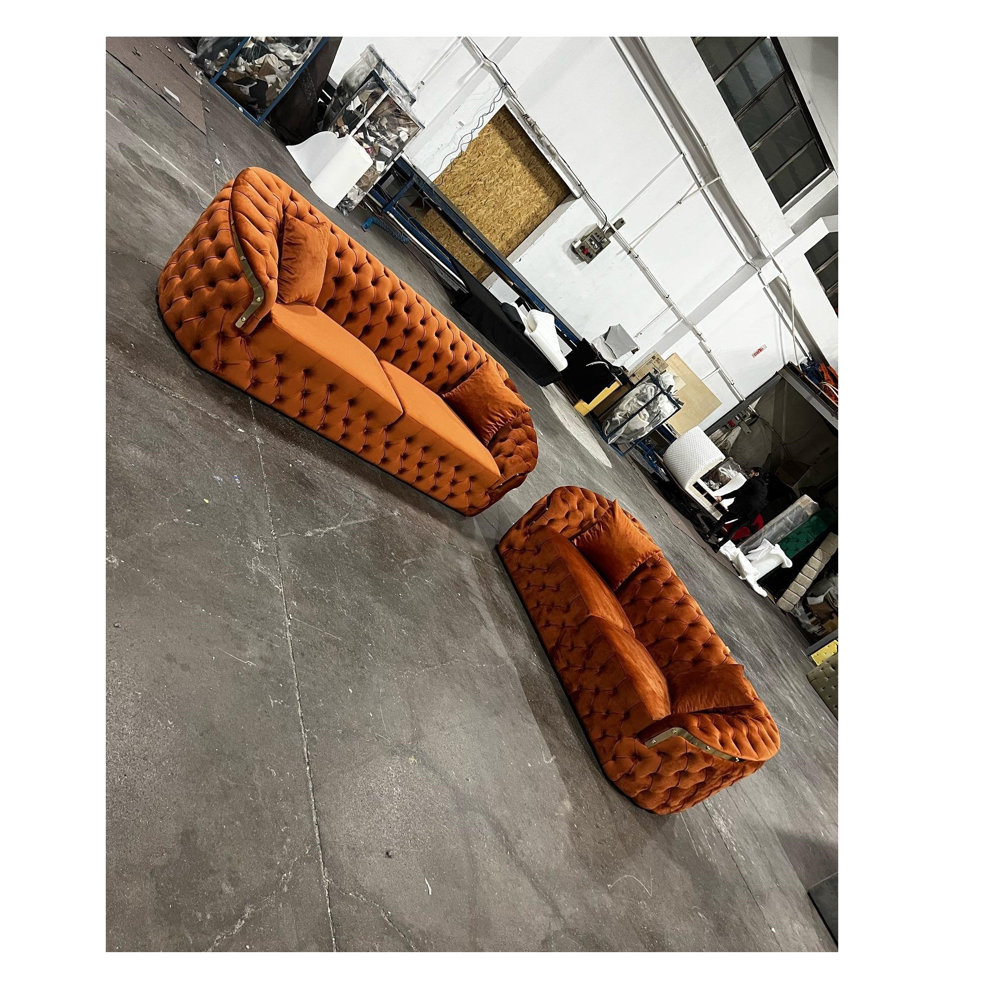 New Fashion Nordic Italian European Luxury chester moon blue floor sofa three seater living room sofa set furniture Italian