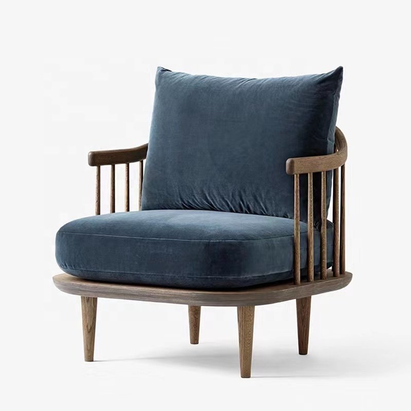 Nordic solid wood fabric sofa small family single modern simple log style living room packaged new Chinese furniture