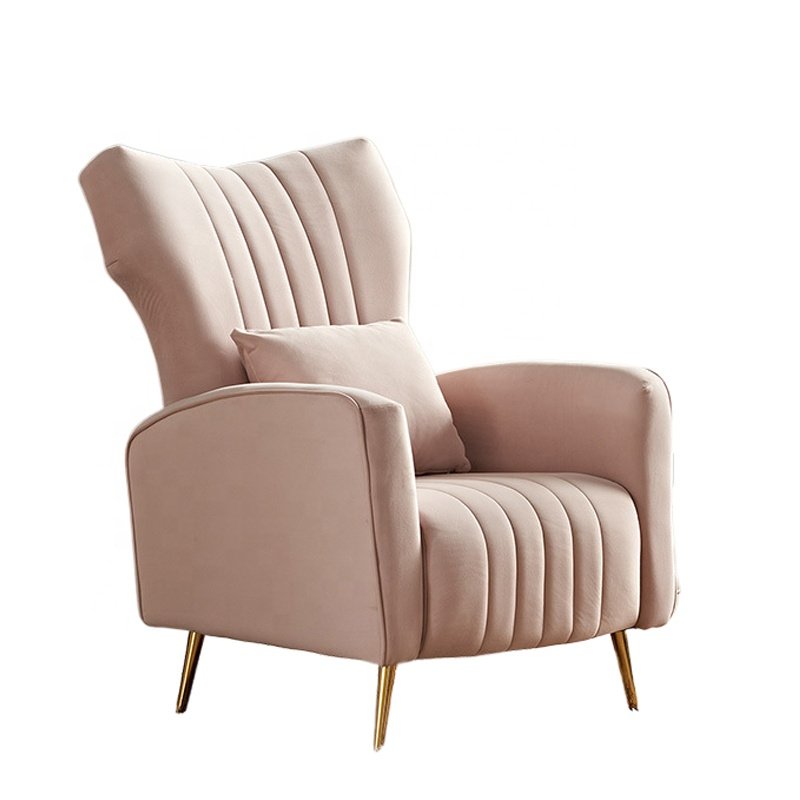 Modern living Room Chair Set Casual Single Sofa Chair Deluxe pink velvet armchair