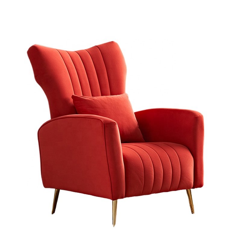 Modern living Room Chair Set Casual Single Sofa Chair Deluxe pink velvet armchair