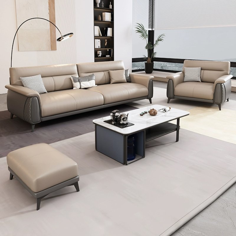 Modern Nordic Luxury Leather Office Sofa Commercial Room Reception Lounge Sectional Set for Living Room or Hall