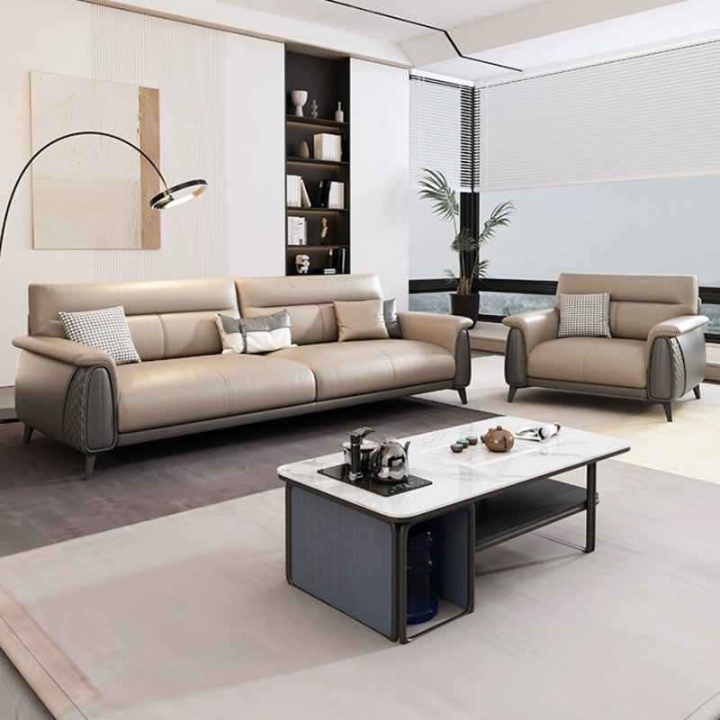Modern Nordic Luxury Leather Office Sofa Commercial Room Reception Lounge Sectional Set for Living Room or Hall