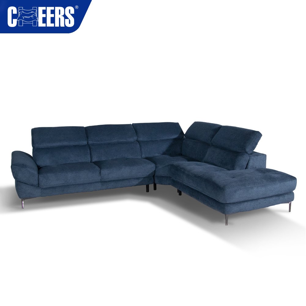 MANWAH CHEERS 5-Seater Modern Fabric Blue Home Furniture Sectional Sofa Set for Living Room Sofa