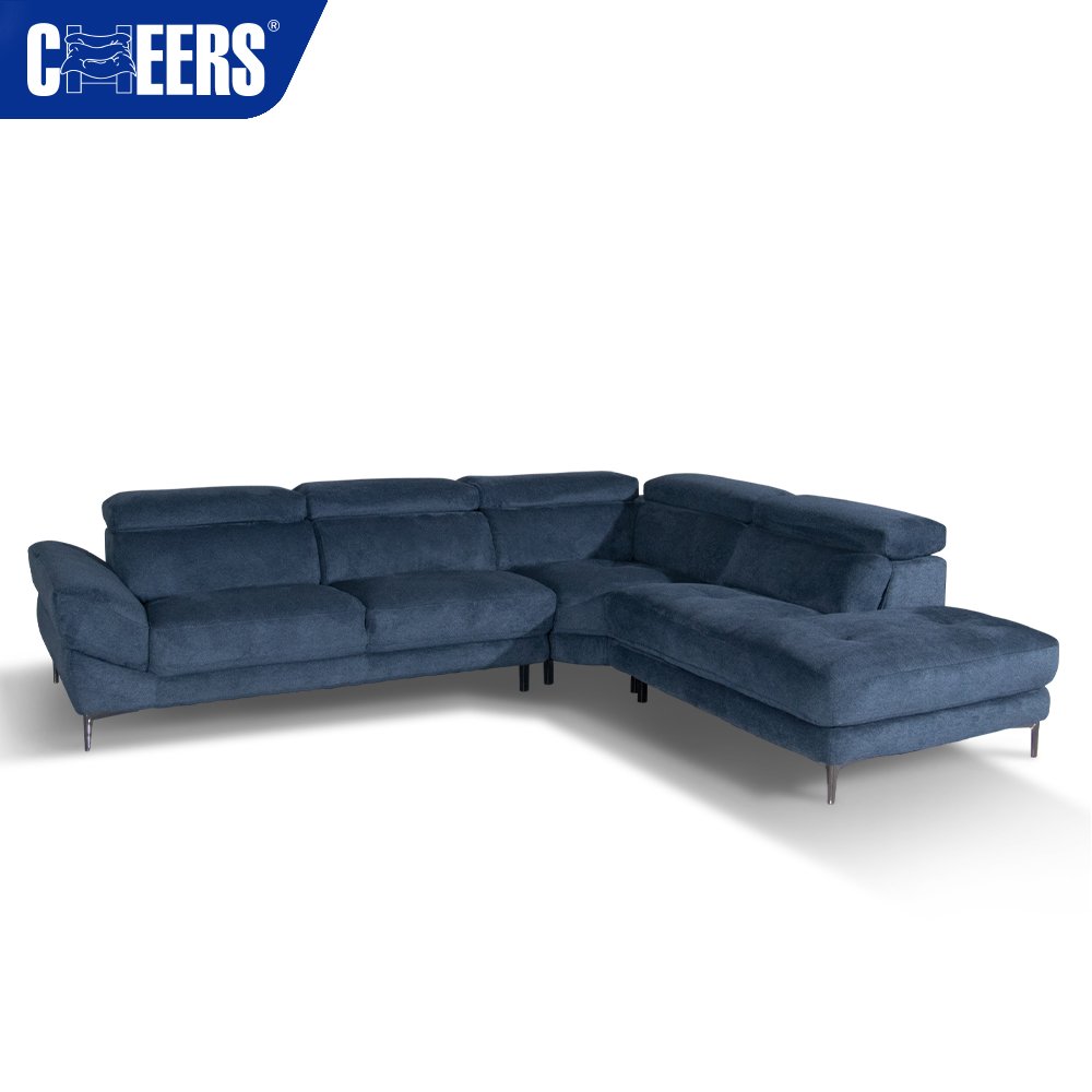 MANWAH CHEERS 5-Seater Modern Fabric Blue Home Furniture Sectional Sofa Set for Living Room Sofa