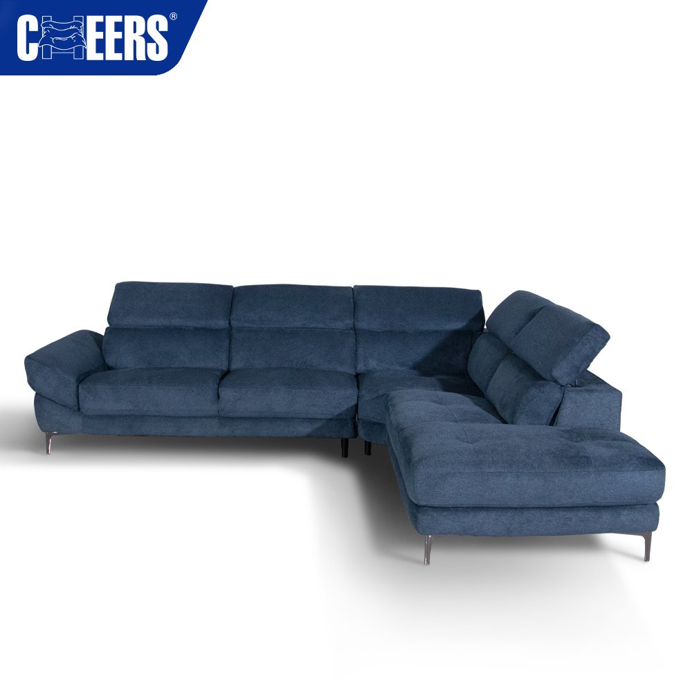 MANWAH CHEERS 5-Seater Modern Fabric Blue Home Furniture Sectional Sofa Set for Living Room Sofa