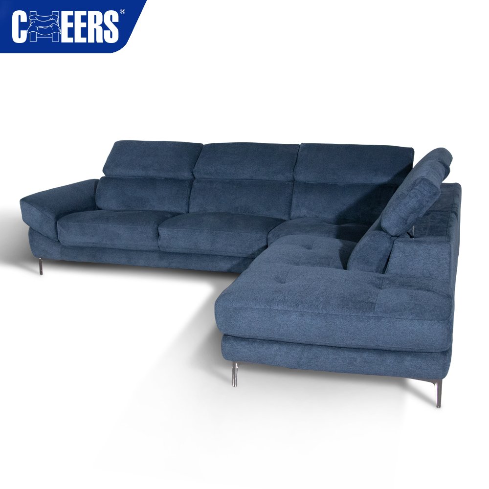 MANWAH CHEERS 5-Seater Modern Fabric Blue Home Furniture Sectional Sofa Set for Living Room Sofa